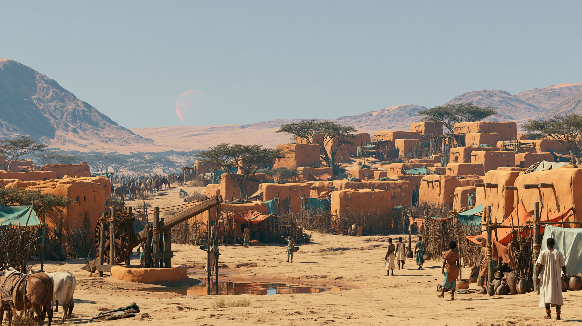 Azelra in Oasira during the Saelura phase, an Umutu desert well town