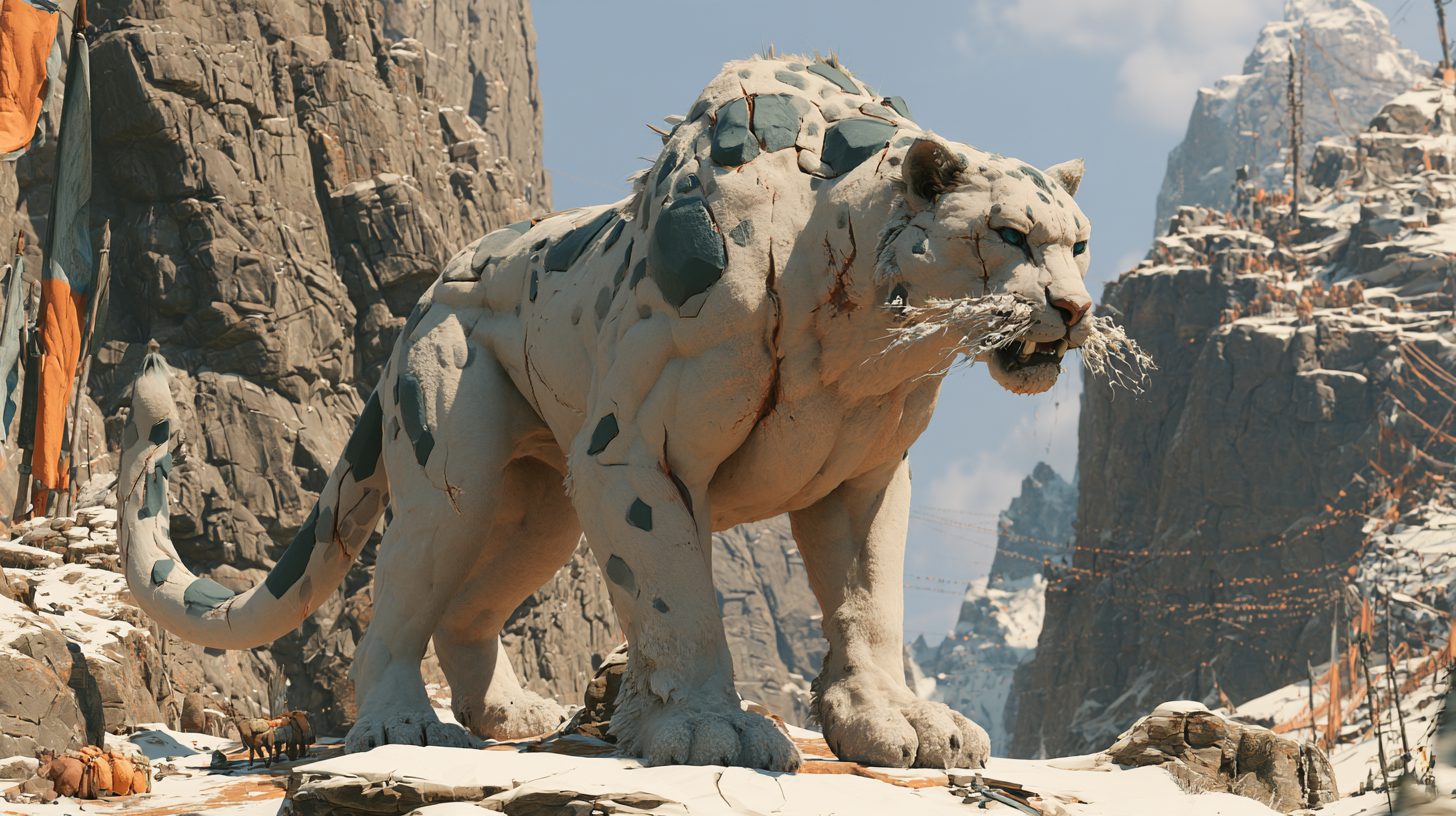 Grand Beast — a pale snow-cat in the high passes