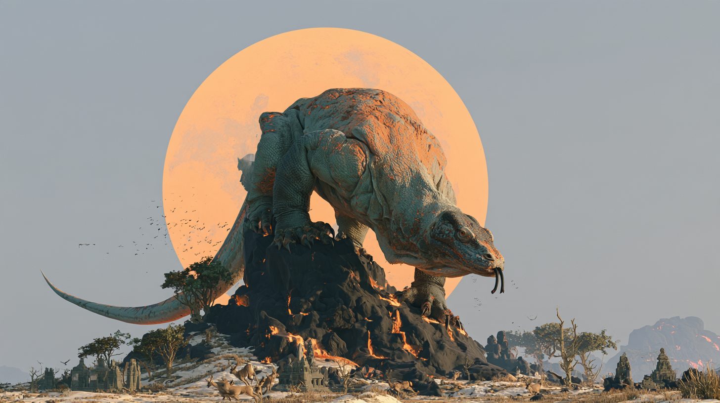 Grand Beast — a colossal beast silhouetted against a rising moon