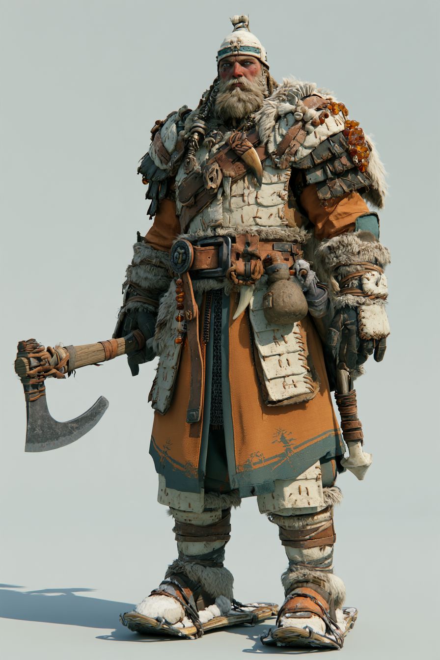 A Menneske warrior with a bearded axe