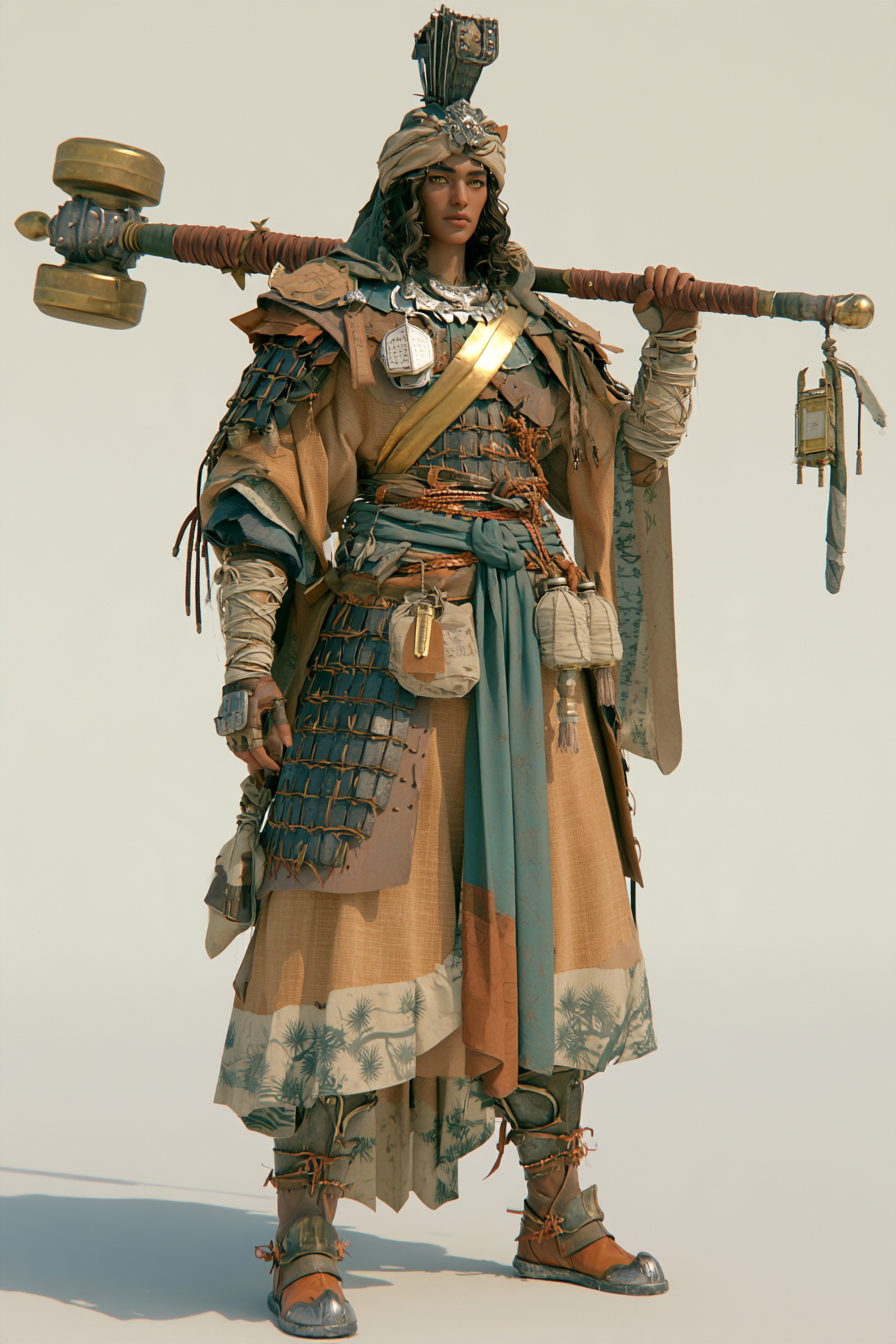 An Unsaan hammer-bearer in scale and desert cloth